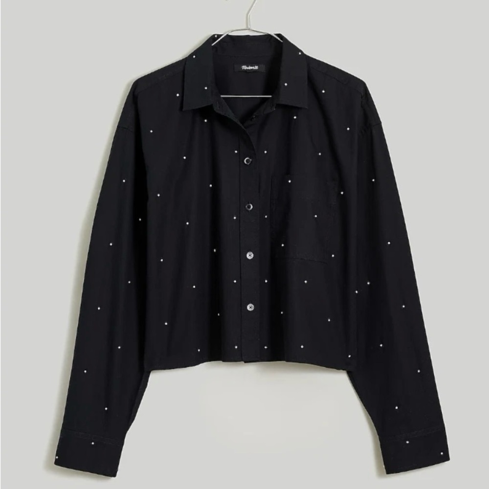 Madewell Poplin Embellished Cropped Button-Up Shirt - Size XXL - NWT